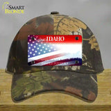 Idaho with American Flag Novelty License Plate Hat Cotton / Camoflauge