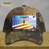 Mississippi with American Flag Novelty License Plate Hat Cotton / Camoflauge