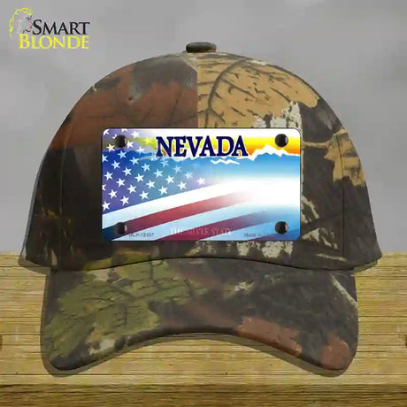 Nevada with American Flag Novelty License Plate Hat Cotton / Camoflauge