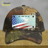 New Hampshire with American Flag Novelty License Plate Hat Cotton / Camoflauge