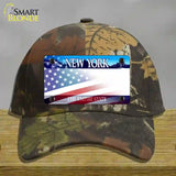 New York with American Flag Novelty License Plate Hat Cotton / Camoflauge