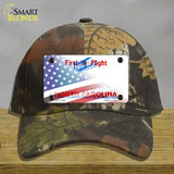 North Carolina with American Flag Novelty License Plate Hat Cotton / Camoflauge