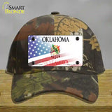 Oklahoma with American Flag Novelty License Plate Hat Cotton / Camoflauge