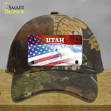 Utah with American Flag Novelty License Plate Hat Cotton / Camoflauge