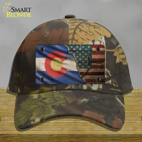 Colorado/American Flag Novelty License Plate Hat Cotton / Camoflauge