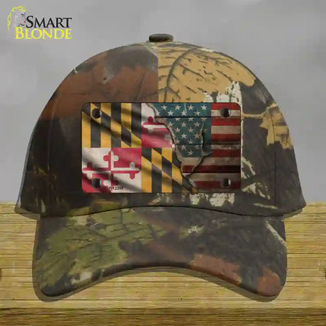 Maryland/American Flag Novelty License Plate Hat Cotton / Camoflauge