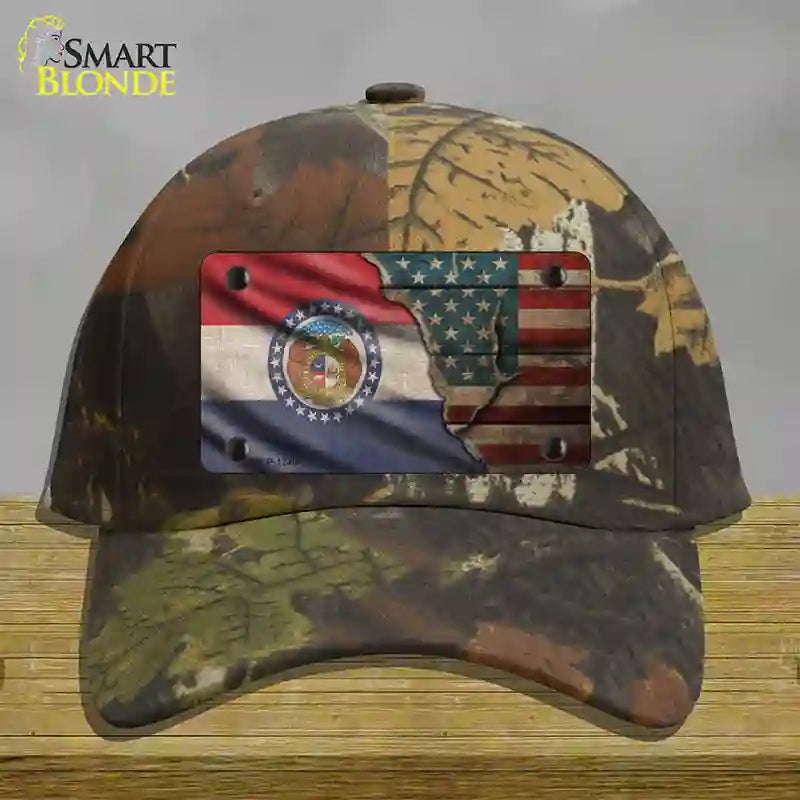 Missouri/American Flag Novelty License Plate Hat Cotton / Camoflauge