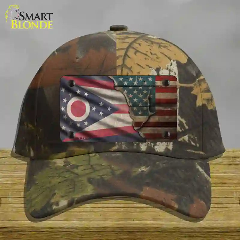 Ohio/American Flag Novelty License Plate Hat Cotton / Camoflauge