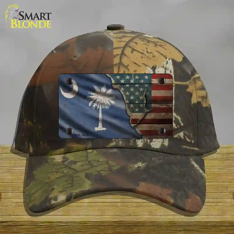 South Carolina/American Flag Novelty License Plate Hat Cotton / Camoflauge