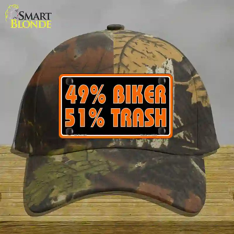 49% Biker 51% Trash Novelty License Plate Hat Cotton / Camoflauge