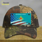 New Mexico Teal with American Flag Novelty License Plate Hat Cotton / Camoflauge