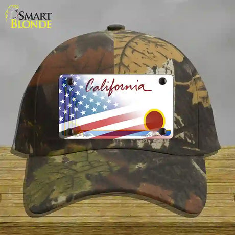 California Palm Plate American Flag Novelty License Plate Hat Cotton / Camoflauge