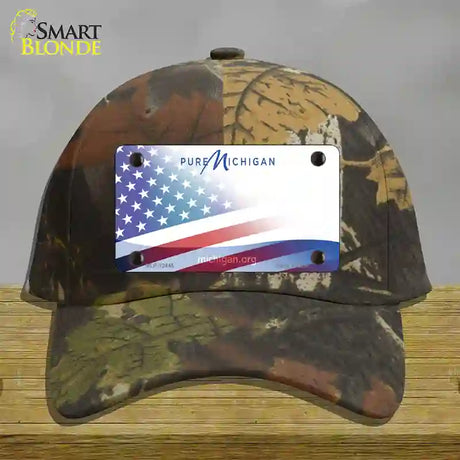 Pure Michigan Plate American Flag Novelty License Plate Hat Cotton / Camoflauge