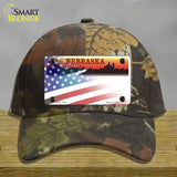 Nebraska Amber with American Flag Novelty License Plate Hat Cotton / Camoflauge