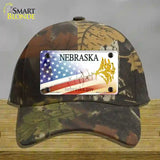 Nebraska Plate American Flag Novelty License Plate Hat Cotton / Camoflauge