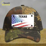 Texas White with American Flag Novelty License Plate Hat Cotton / Camoflauge