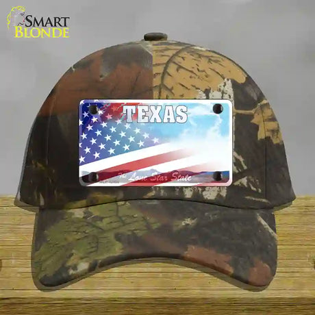 Texas Lone Star Plate American Flag Novelty License Plate Hat Cotton / Camoflauge