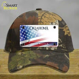 Oklahoma Bow with American Flag Novelty License Plate Hat Cotton / Camoflauge