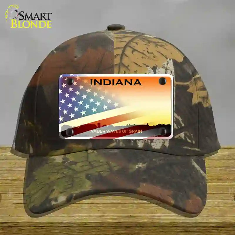 Indiana Amber Waves Plate American Flag Novelty License Plate Hat Cotton / Camoflauge