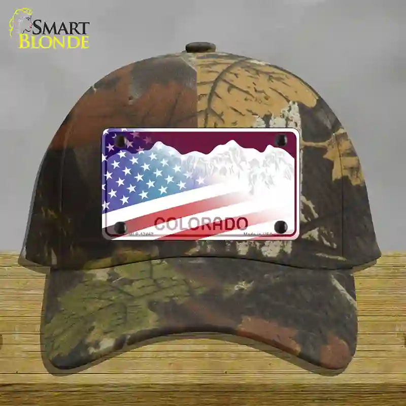 Colorado Red with American Flag Novelty License Plate Hat Cotton / Camoflauge