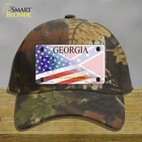 Georgia Confederate Flag American Flag Novelty License Plate Hat Cotton / Camoflauge