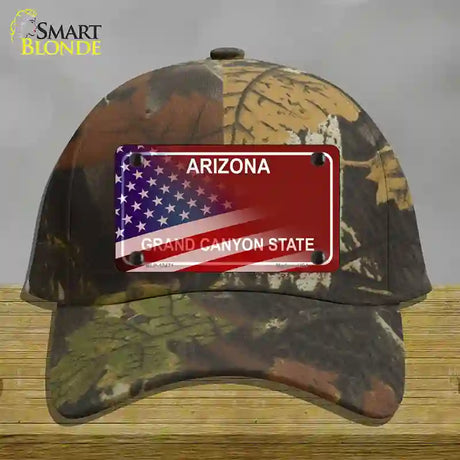 Arizona Red with American Flag Novelty License Plate Hat Camo Cotton