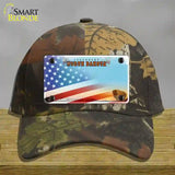 North Dakota Legendary with American Flag Novelty License Plate Hat Cotton / Camoflauge