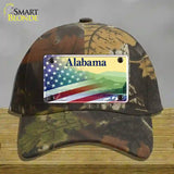 Alabama State with American Flag Novelty License Plate Hat Camo Cotton