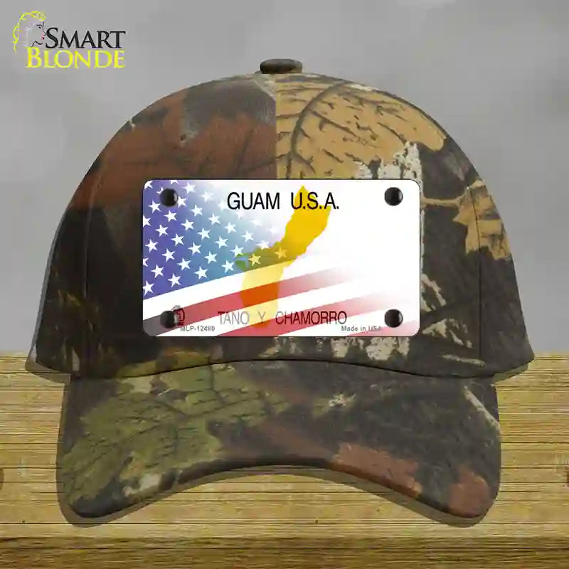 Guam with American Flag Novelty License Plate Hat Cotton / Camoflauge