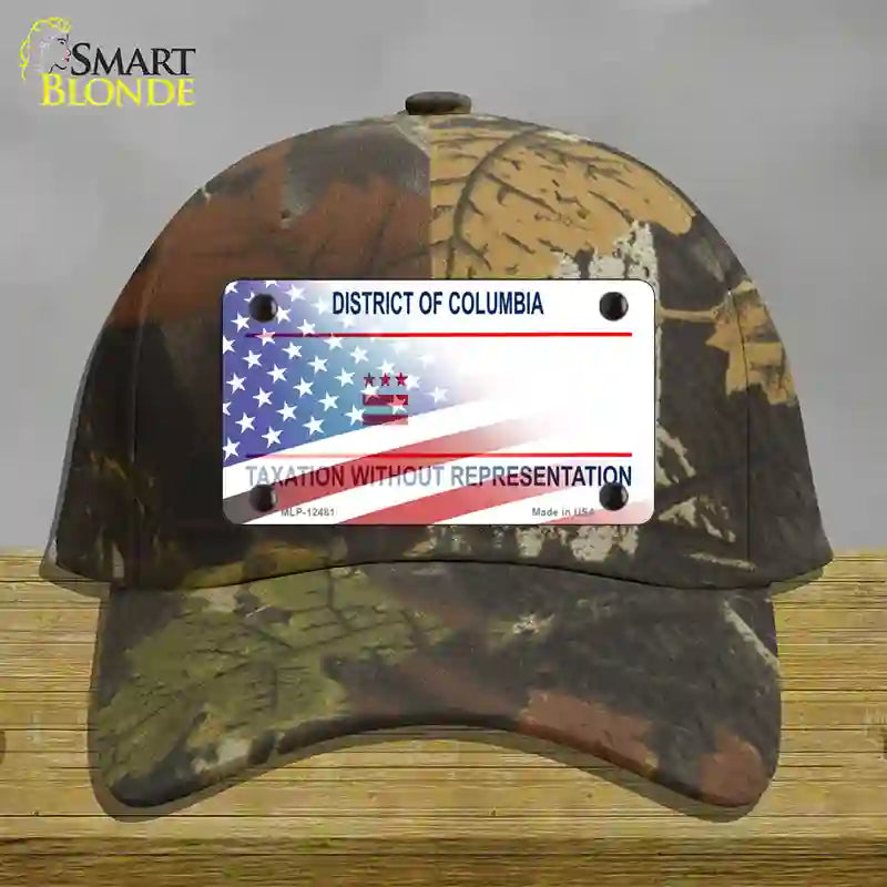 District of Columbia with American Flag Novelty License Plate Hat Cotton / Camoflauge