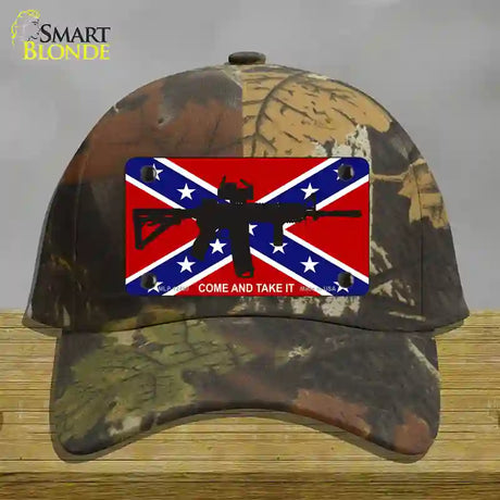 Come and Take It Confederate Flag Novelty License Plate Hat Cotton / Camoflauge