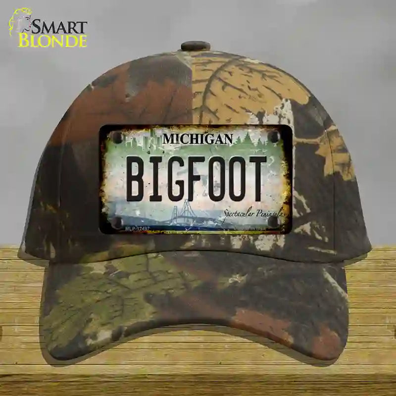 Bigfoot Michigan Novelty License Plate Hat Cotton / Camoflauge