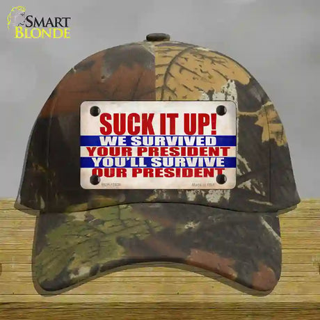 Suck It Up We Survived Novelty License Plate Hat Cotton / Camoflauge