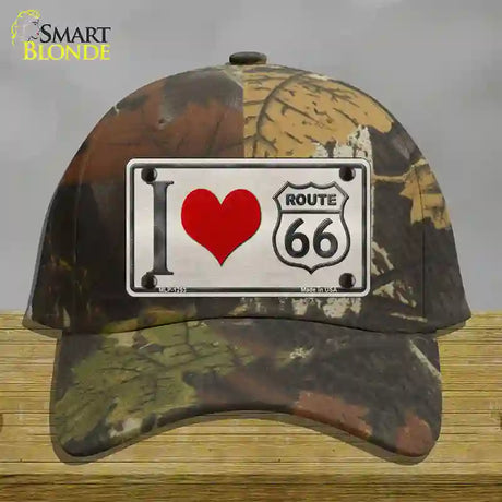 I Love Route 66 Novelty License Plate Hat Cotton / Camoflauge