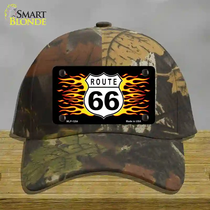 Route 66 Flames Novelty License Plate Hat Cotton / Camoflauge