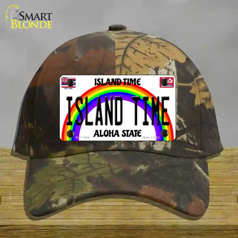 Island Time Hawaii Novelty License Plate Hat Cotton / Camoflauge