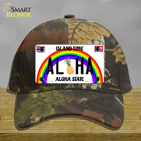 Aloha Pineapple Hawaii Novelty License Plate Hat Cotton / Camoflauge