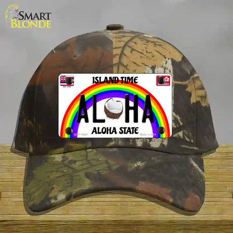 Aloha Coconut Hawaii Novelty License Plate Hat Cotton / Camoflauge