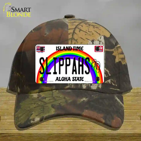 Slippahs Hawaii Novelty License Plate Hat Cotton / Camoflauge