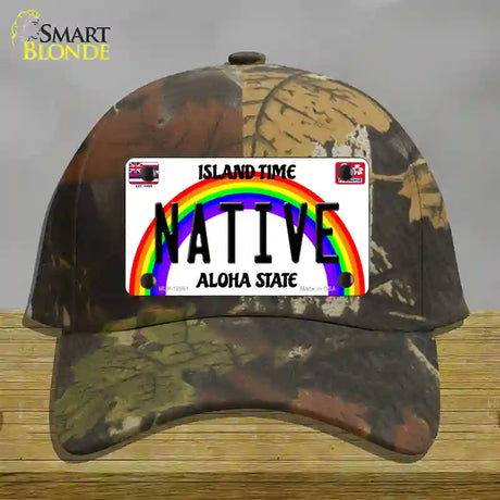 Native Hawaii Novelty License Plate Hat Cotton / Camoflauge