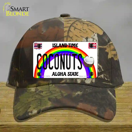 Coconuts Hawaii Novelty License Plate Hat Cotton / Camoflauge