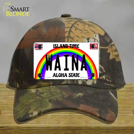 Waina Hawaii Novelty License Plate Hat Cotton / Camoflauge