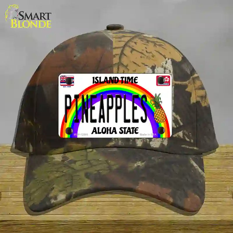 Pineapples Hawaii Novelty License Plate Hat Cotton / Camoflauge