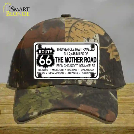 Route 66 The Mother Road Novelty License Plate Hat Cotton / Camoflauge