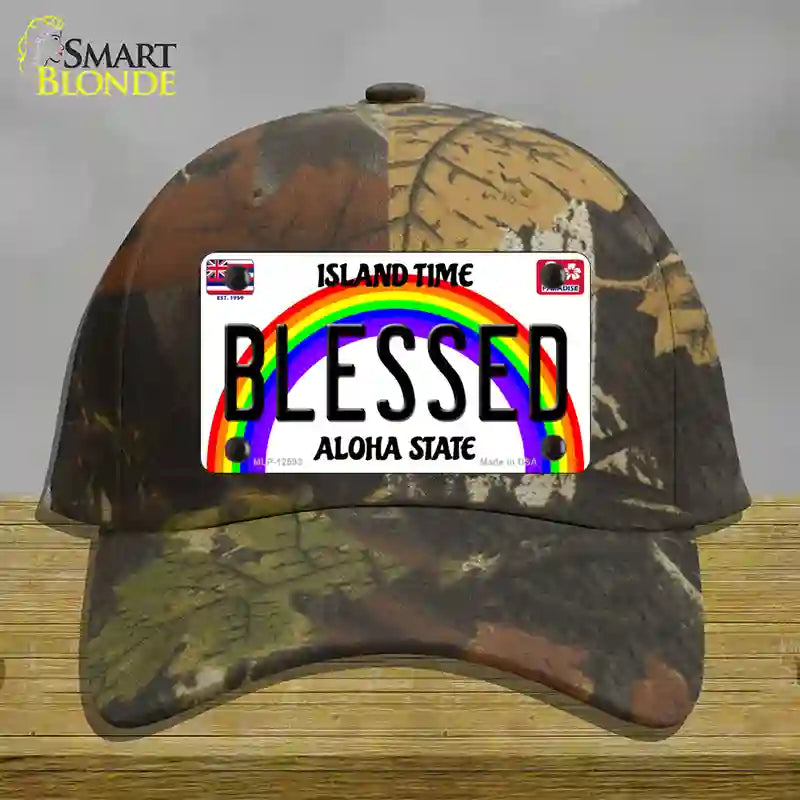 Blessed Hawaii Novelty License Plate Hat Cotton / Camoflauge