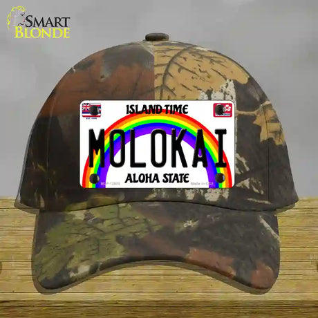 Molokai Hawaii Novelty License Plate Hat Cotton / Camoflauge