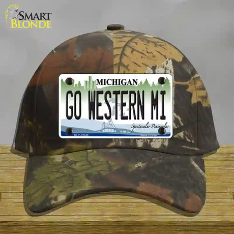 Go Western Michigan Novelty License Plate Hat Cotton / Camoflauge