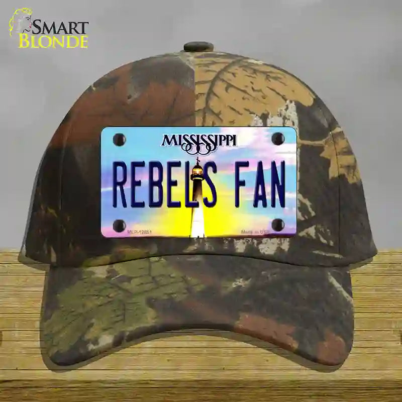 Rebels Fan Novelty License Plate Hat Cotton / Camoflauge