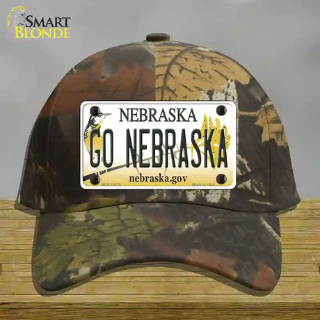 Go Nebraska Novelty License Plate Hat Cotton / Camoflauge