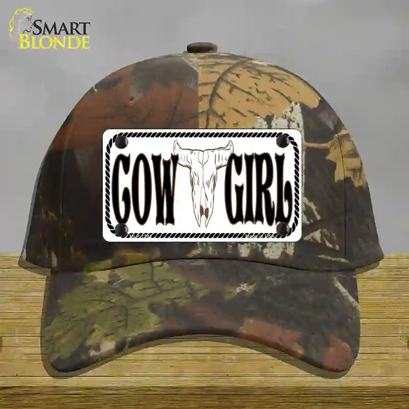 Cowgirl with Skull Novelty License Plate Hat Cotton / Camoflauge